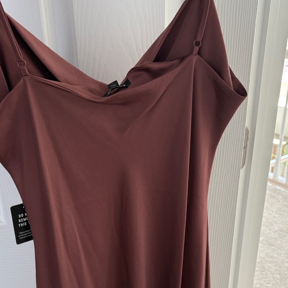 Elegant Brown Spaghetti Strap Dress - Picture 3 of 3